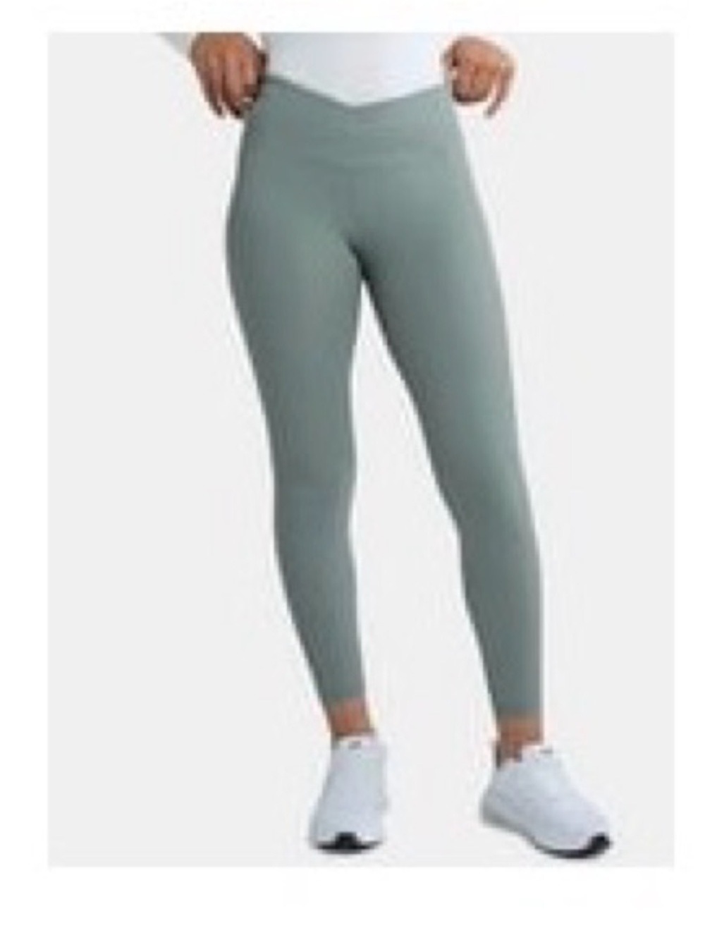 Avia Women's Ribbed Crossover Waist Leggings Size Large Green Gray